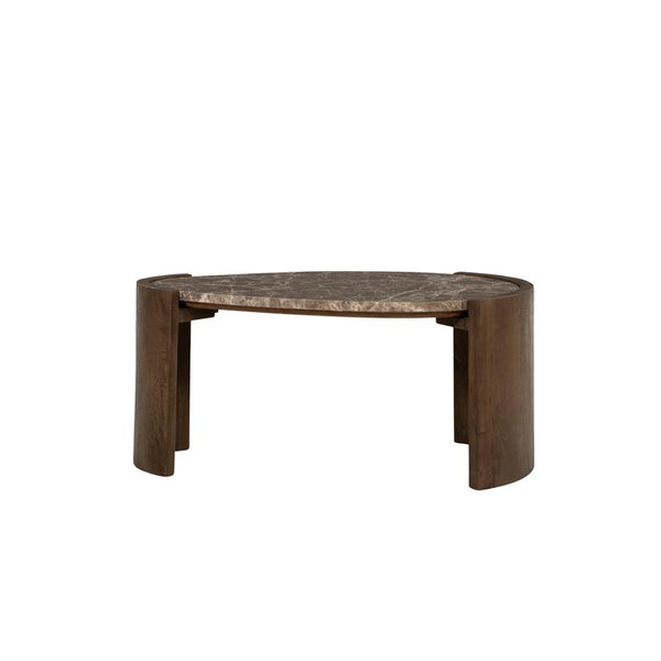 Salontafel Niklas bruin mangohout 73 x 46 x 34 cm, vooraanzicht op witte achtergrond