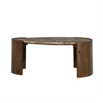 Salontafel Niklas bruin mangohout 94 x 61 x 40 cm, vooraanzicht op witte achtergrond