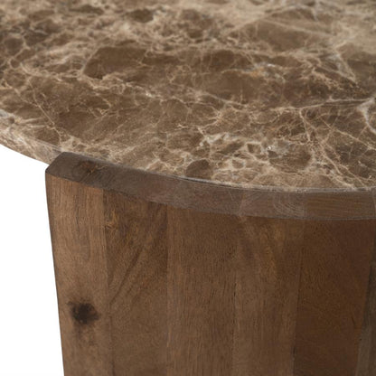 Salontafel Niklas bruin mangohout 94 x 61 x 40 cm, detail van het materiaal