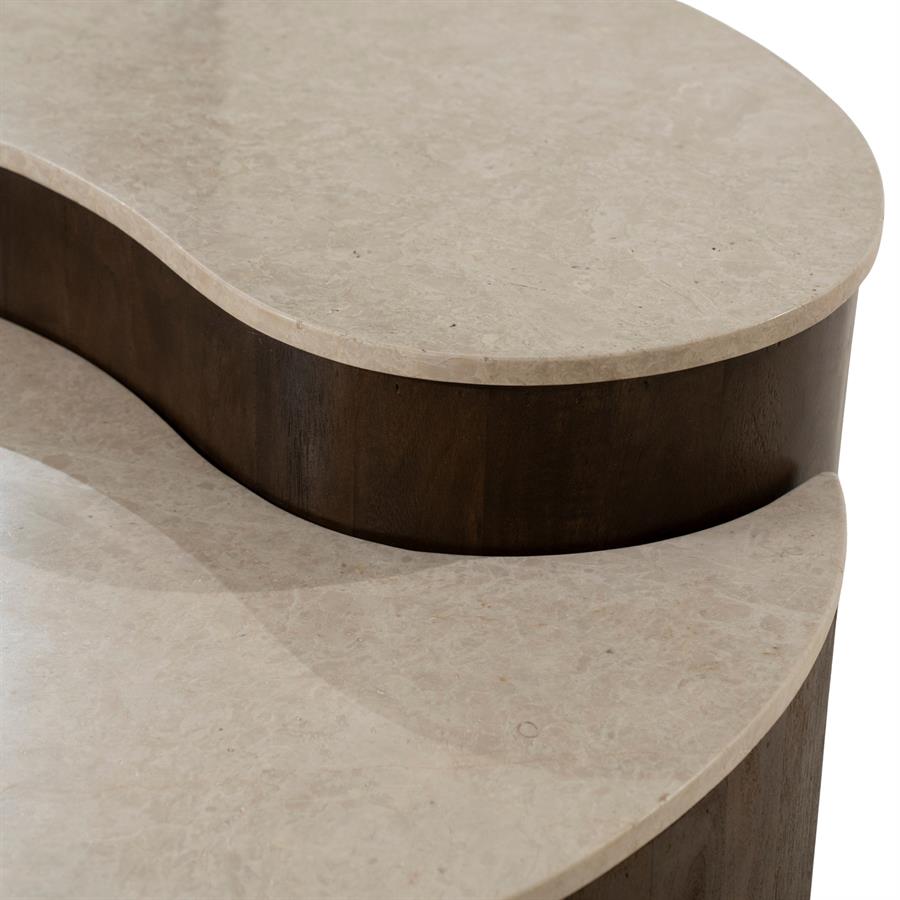 Salontafel Thymo bruin mangohout, detail van het materiaal