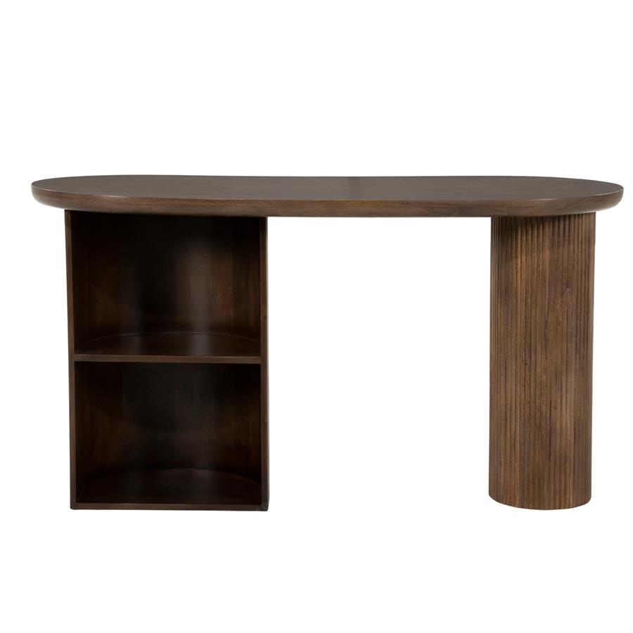 Bureau Mees bruin mangohout, vooraanzicht op witte achtergrond