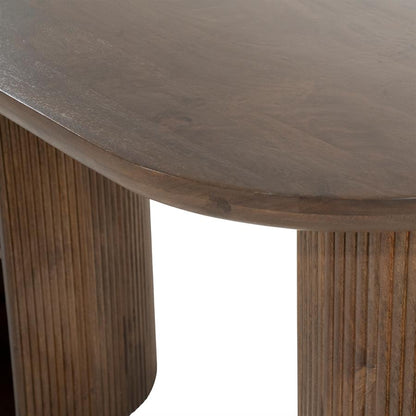 Bureau Mees bruin mangohout, detail van het materiaal
