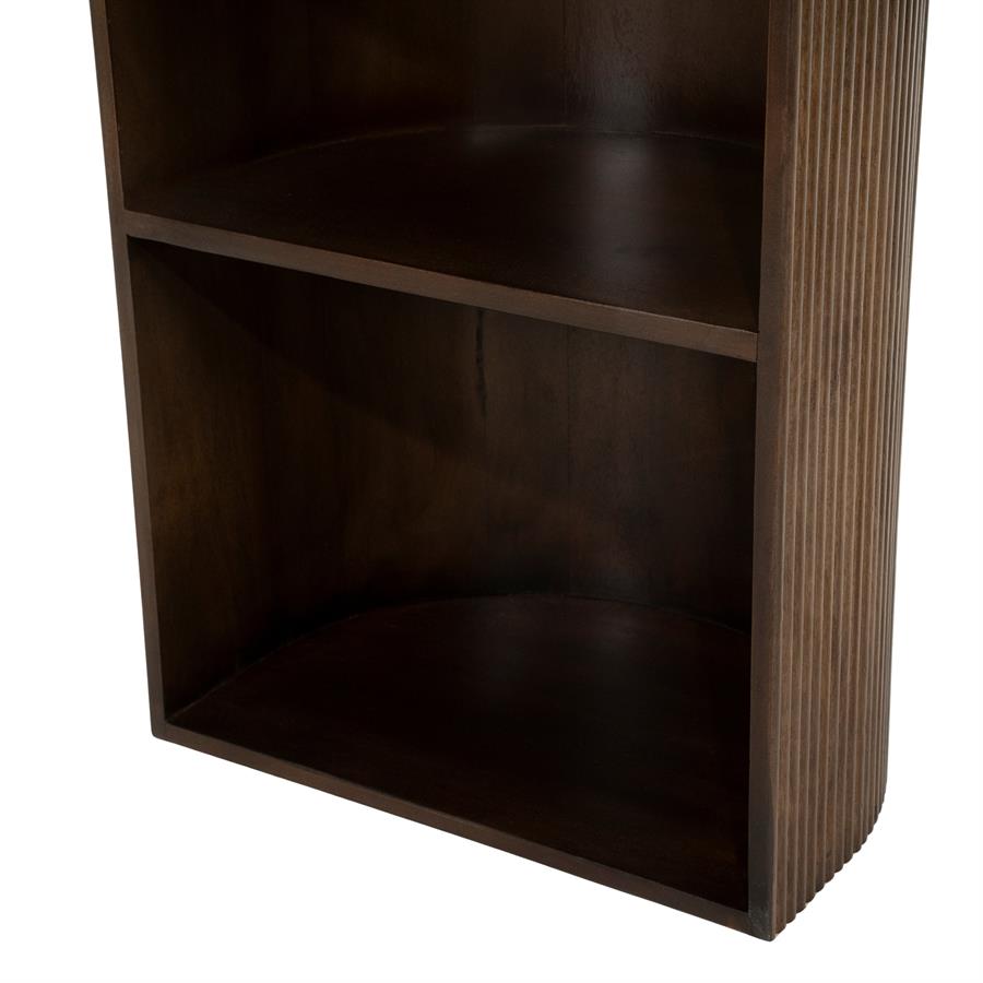 Bureau Mees bruin mangohout, detail van het materiaal