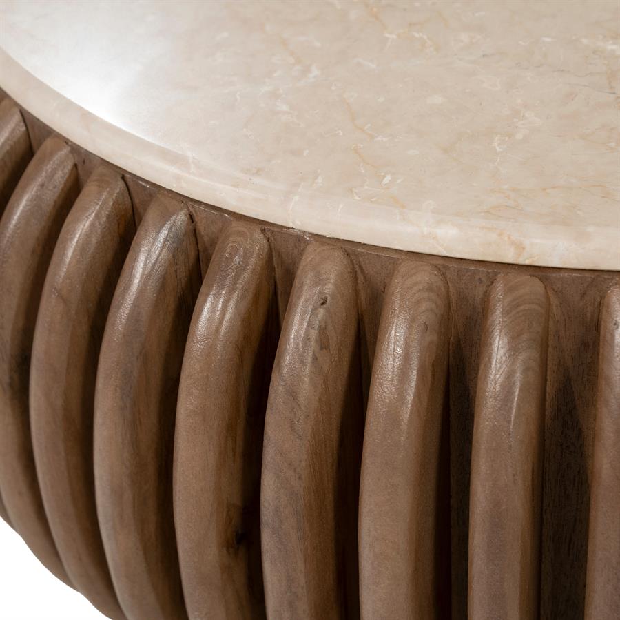 Salontafel Memphis naturel mangohout, detail van het materiaal
