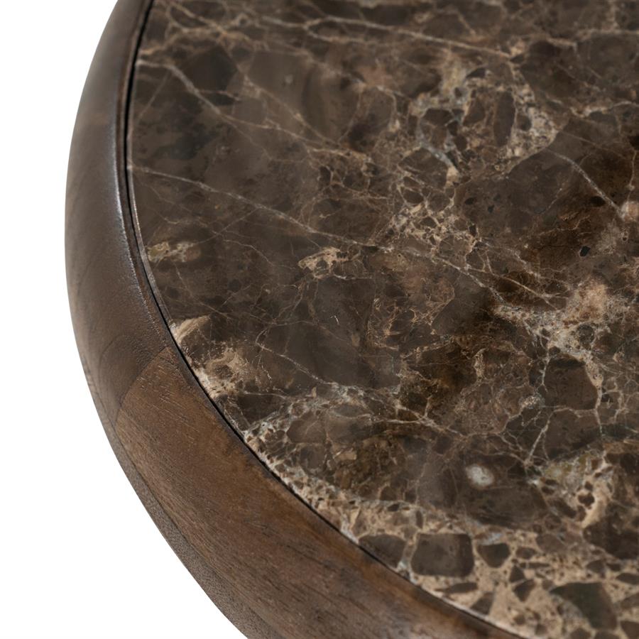 Bijzettafel Zoran bruin mangohout, detail van het materiaal