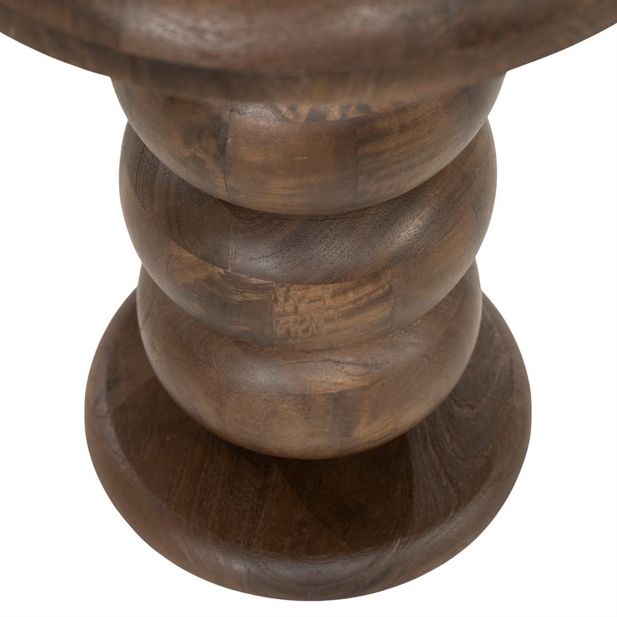 Bijzettafel Zoran bruin mangohout, detail van het materiaal