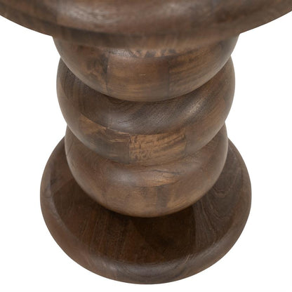Bijzettafel Zoran bruin mangohout, detail van het materiaal