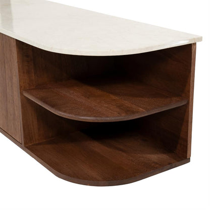 TV-meubel Vigo bruin mangohout 160 cm, detail van het materiaal