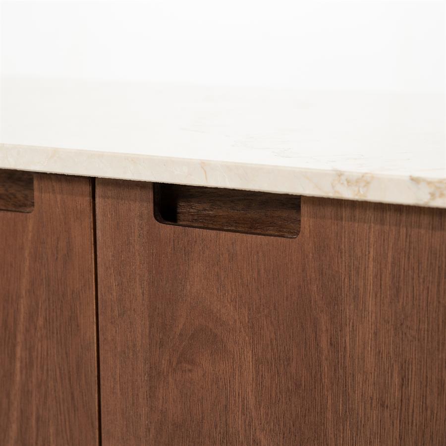 TV-meubel Vigo bruin mangohout 160 cm, detail van het materiaal