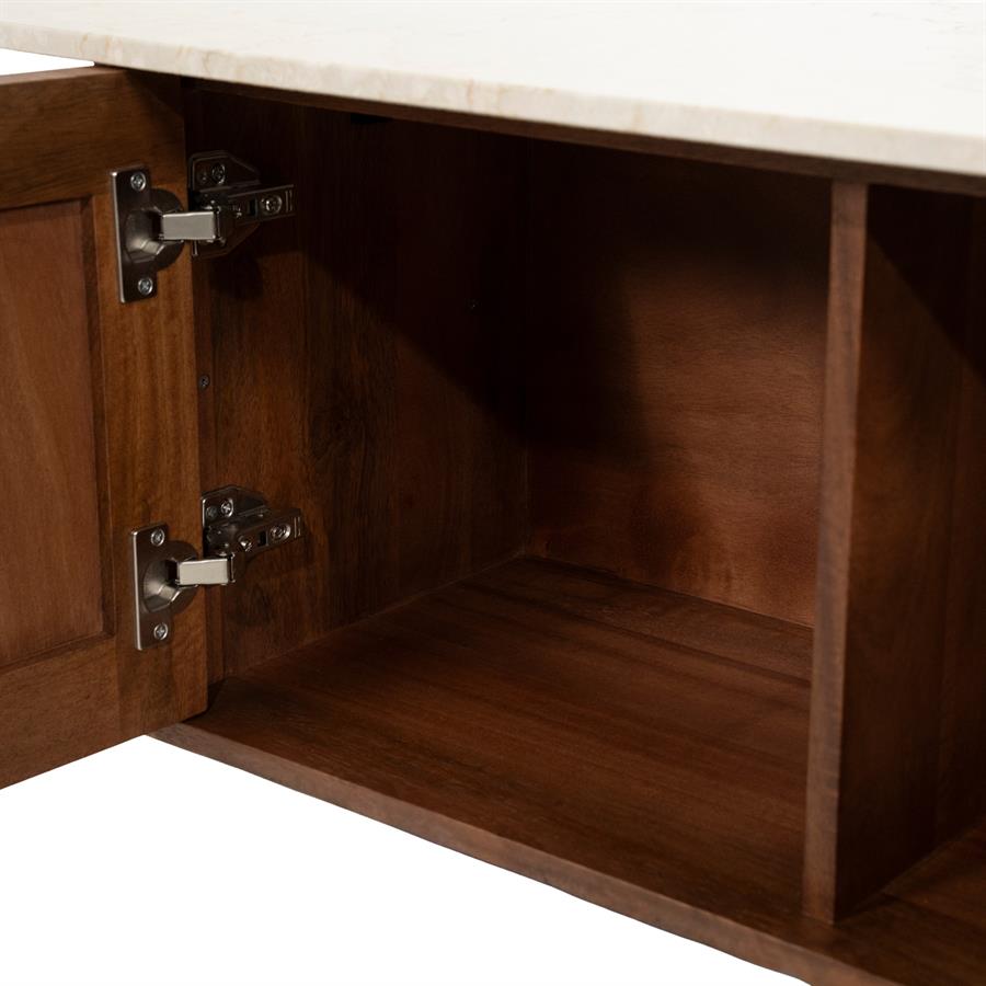 TV-meubel Vigo bruin mangohout 160 cm, detail van het materiaal