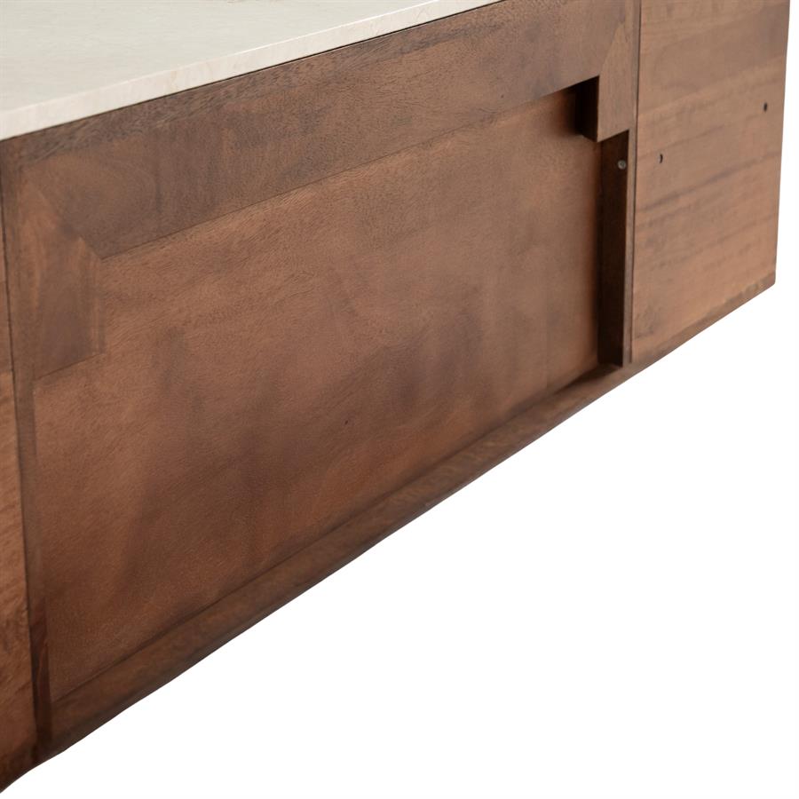 TV-meubel Vigo bruin mangohout 160 cm, detail van het materiaal