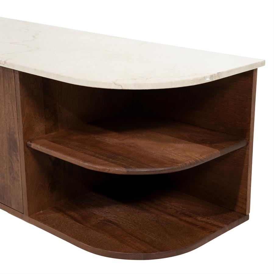 TV-meubel Vigo bruin mangohout 200 cm, detail van het materiaal
