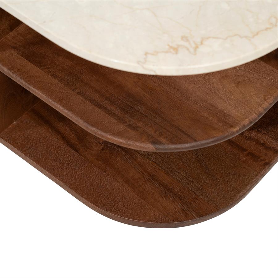 TV-meubel Vigo bruin mangohout 200 cm, detail van het materiaal