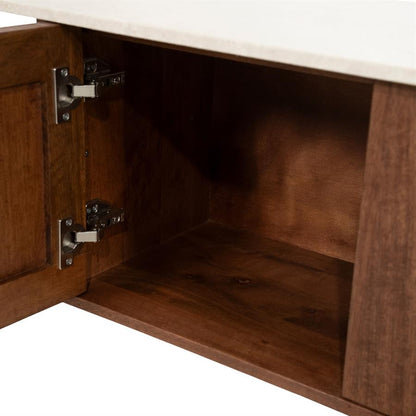 TV-meubel Vigo bruin mangohout 200 cm, detail van het materiaal