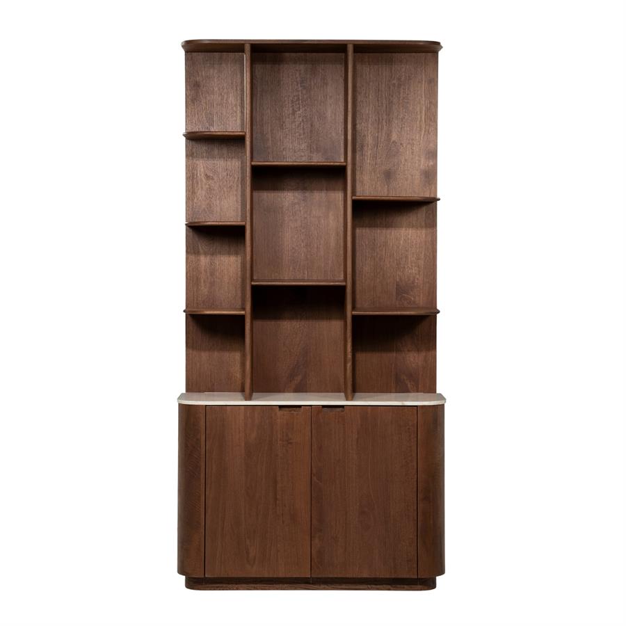 Opbergkast Vigo bruin mangohout 110 x 220 cm, vooraanzicht op witte achtergrond