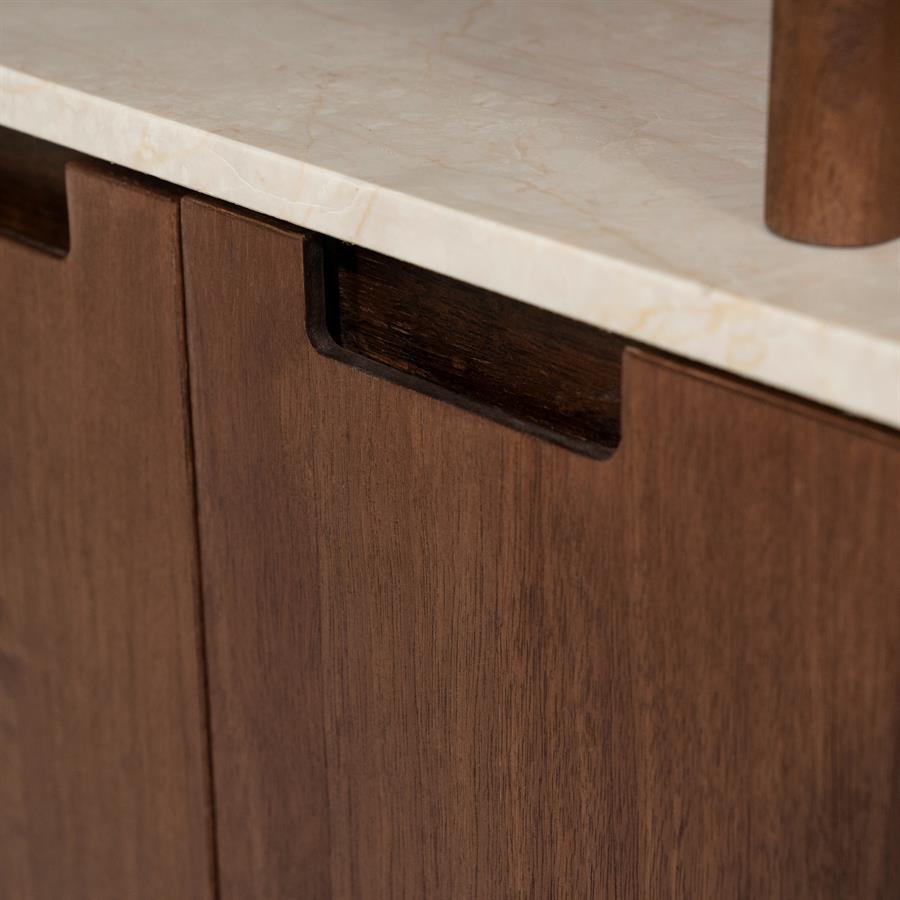 Opbergkast Vigo bruin mangohout 110 x 220 cm, detail van het materiaal