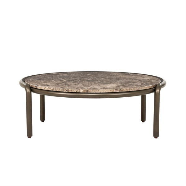 Salontafel Silke bruin ijzer 83 x 86 x 30 cm, vooraanzicht op witte achtergrond