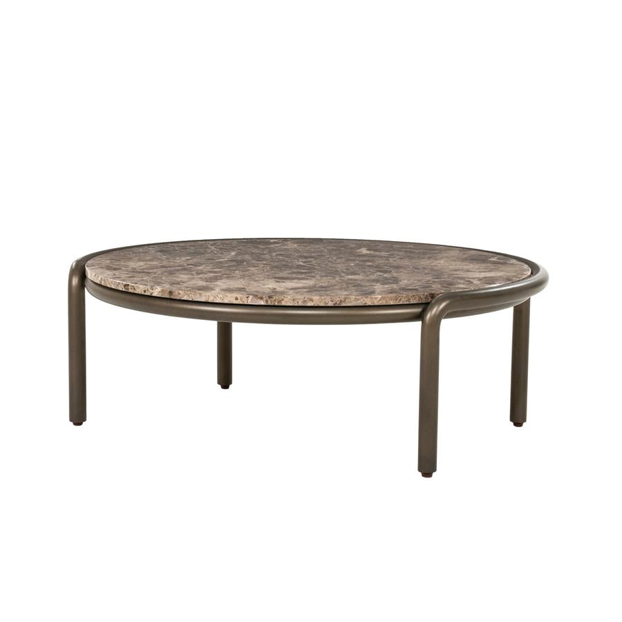 Salontafel Silke bruin ijzer 83 x 86 x 30 cm, schuin vooraanzicht op witte achtergrond