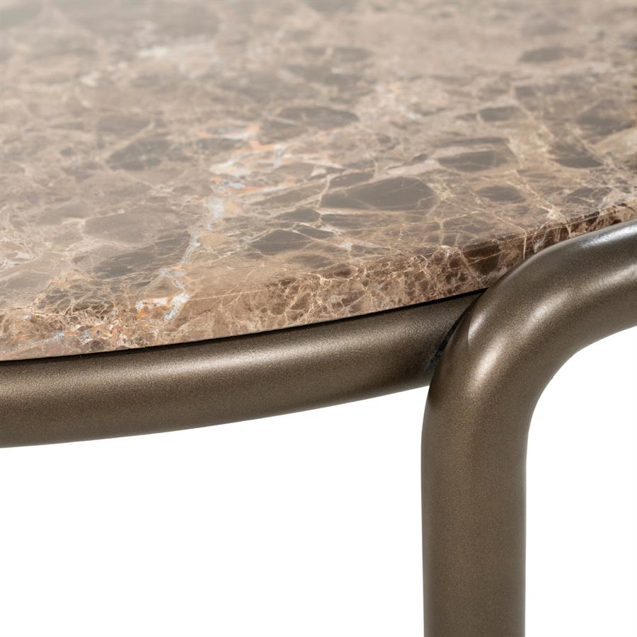 Salontafel Silke bruin ijzer 83 x 86 x 30 cm, detail van het materiaal
