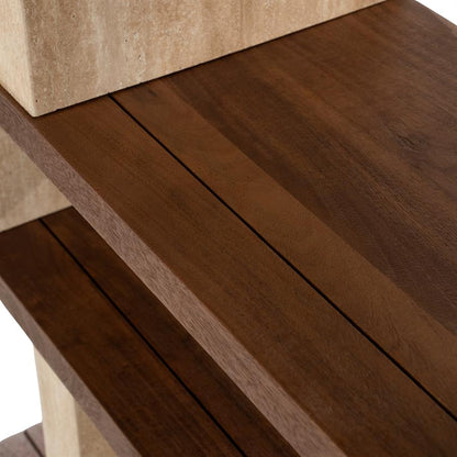 Boekenkast Odin bruin mangohout, detail van het materiaal