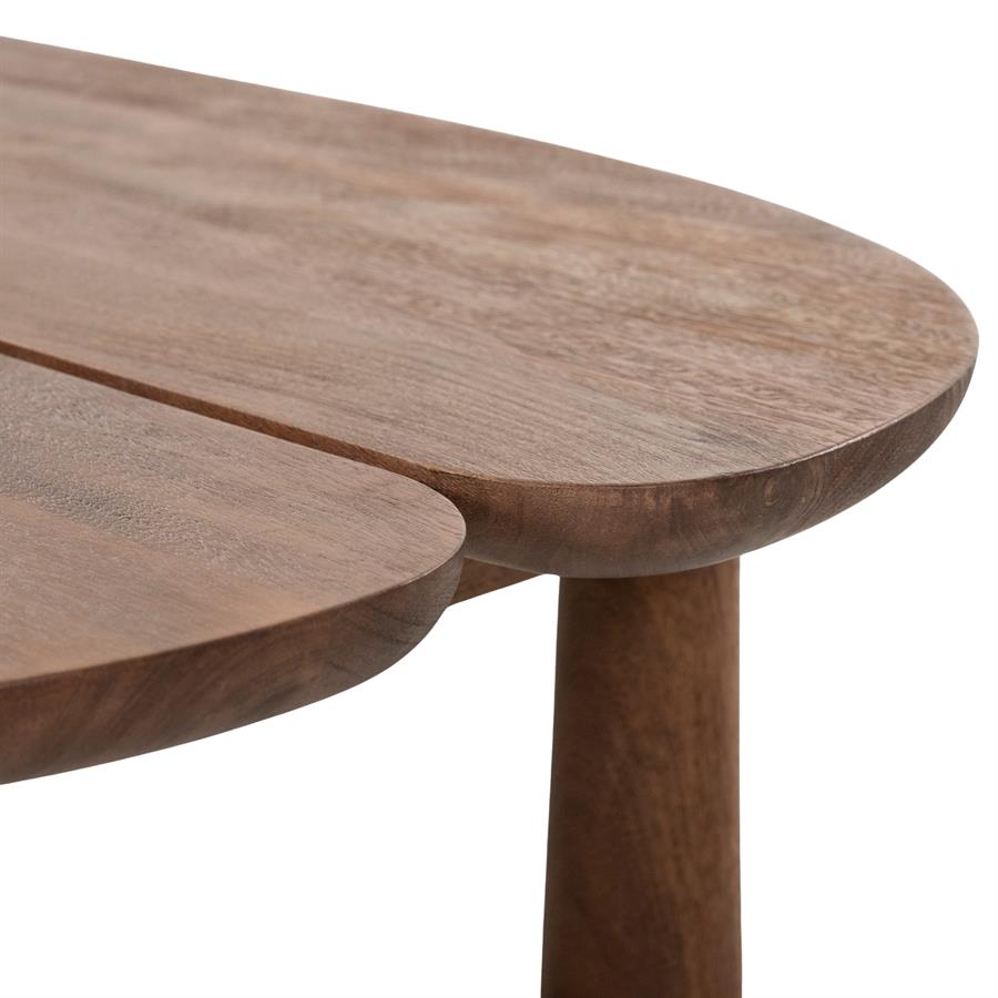 Salontafel Nero bruin mangohout, detail van het materiaal