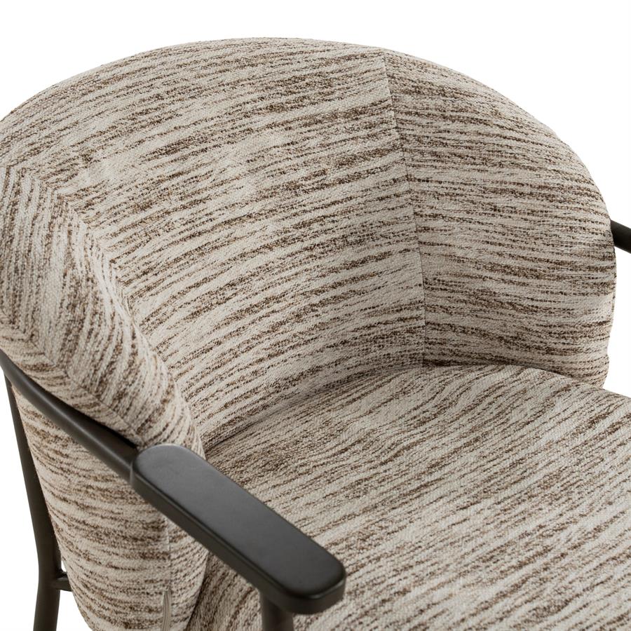 Fauteuil Myla bruin metaal, detail van het materiaal