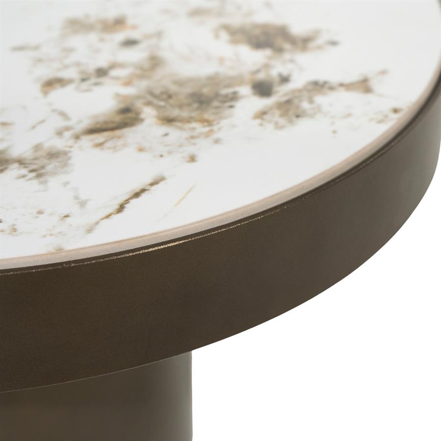 Salontafel Danilo bruin metaal, detail van het materiaal