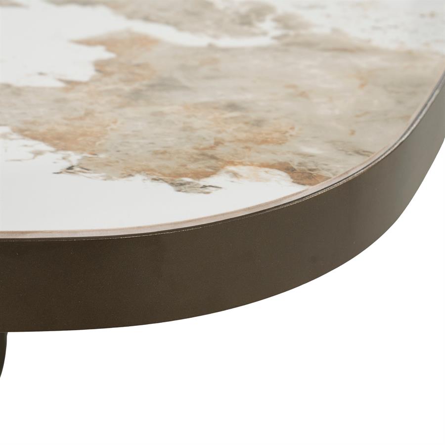 Salontafel Santino bruin metaal, detail van het materiaal
