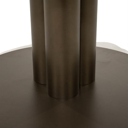 Eettafel Gino bruin metaal, detail van het materiaal