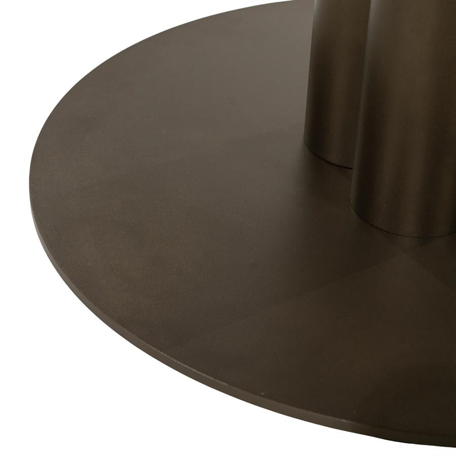 Eettafel Gino bruin metaal, detail van het materiaal