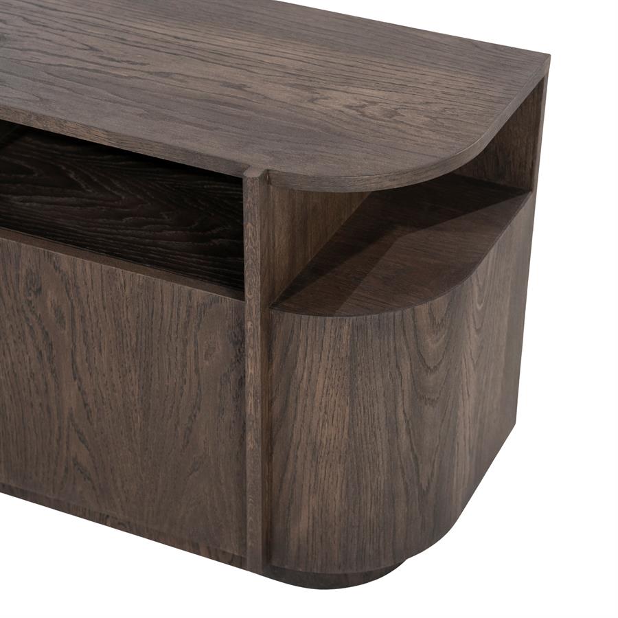 TV meubel Oslo donkerbruin, 182 cm, detail van het materiaal