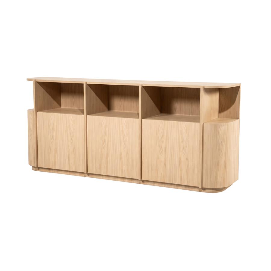 Dressoir Oslo naturel eikenhout, zijaanzicht op witte achtergrond
