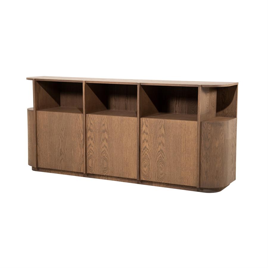 Dressoir Oslo bruin eikenhout, zijaanzicht op witte achtergrond