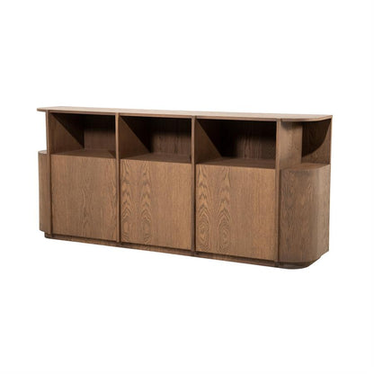 Dressoir Oslo bruin eikenhout, zijaanzicht op witte achtergrond