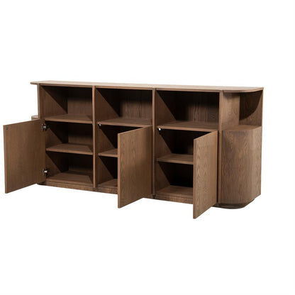 Dressoir Oslo bruin eikenhout, zijaanzicht op witte achtergrond