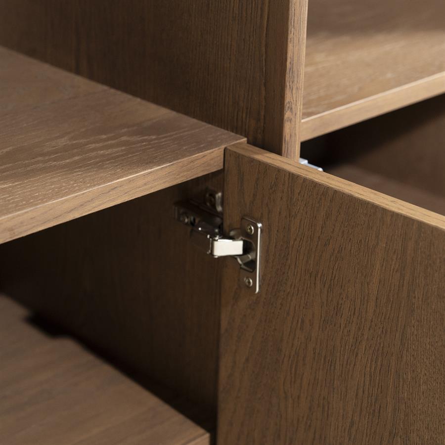 Dressoir Oslo bruin eikenhout, detail van het materiaal