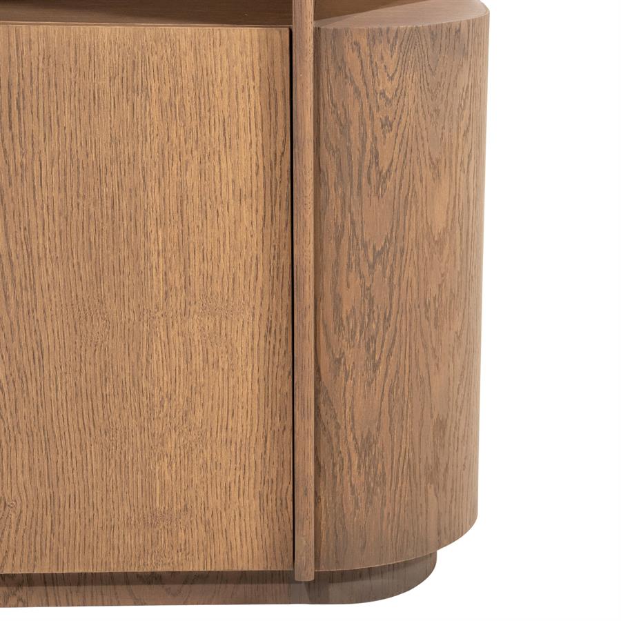 Dressoir Oslo bruin eikenhout, detail van het materiaal