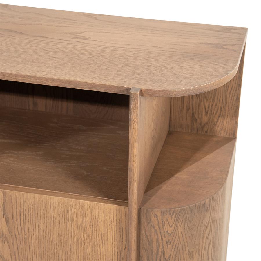 Dressoir Oslo bruin eikenhout, detail van het materiaal