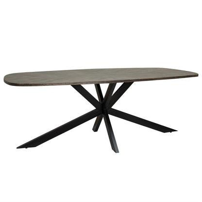 Eettafel Silvi bruin mangohout, vooraanzicht op witte achtergrond