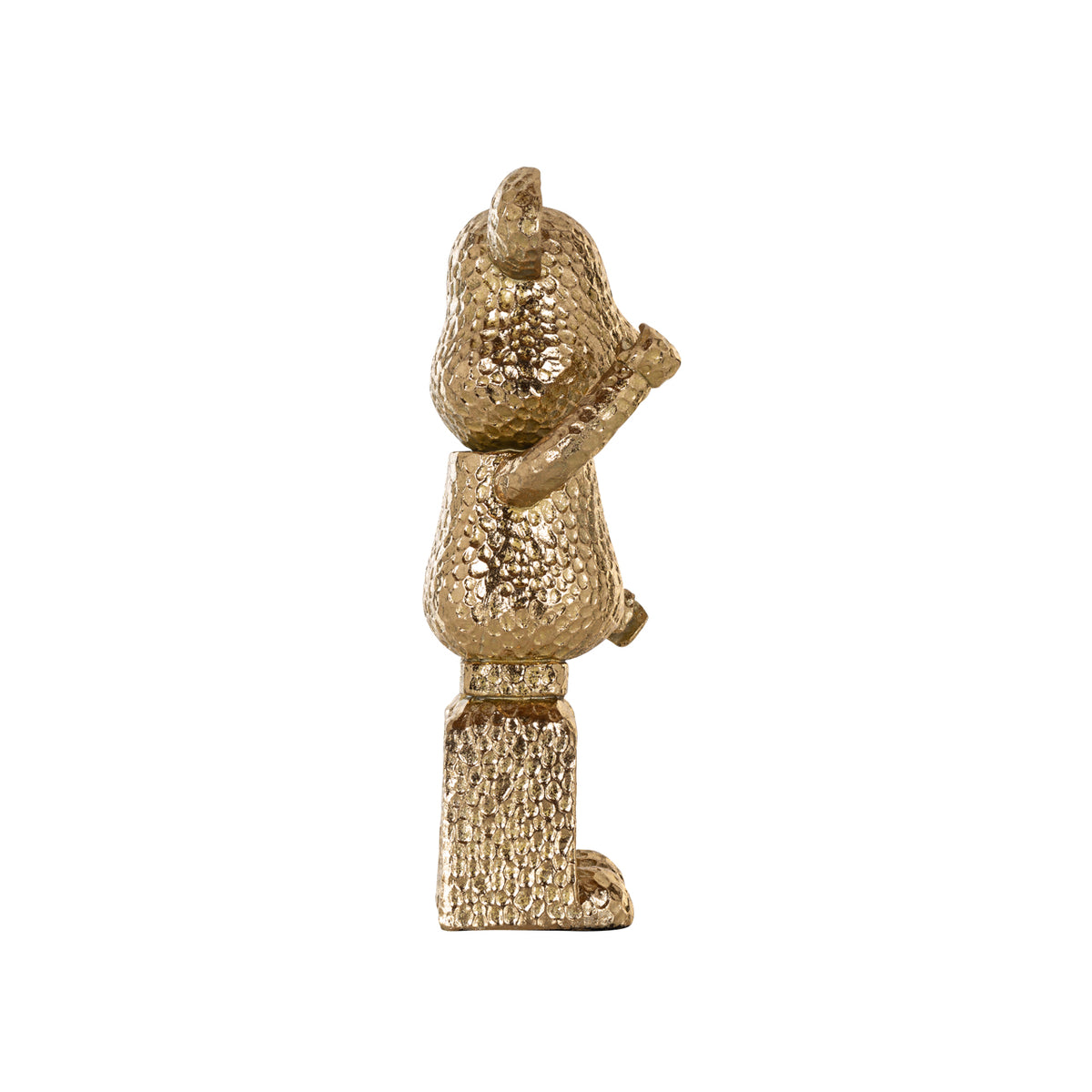 Weave Bear goud, zijaanzicht op witte achtergrond