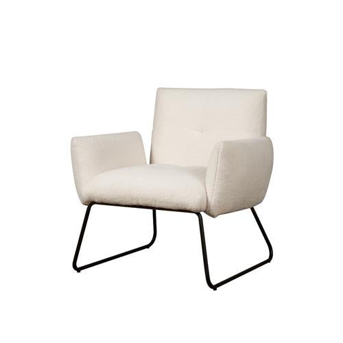 Fauteuil Dante teddy wit magazijn leegverkoop, schuin vooraanzicht op witte achtergrond