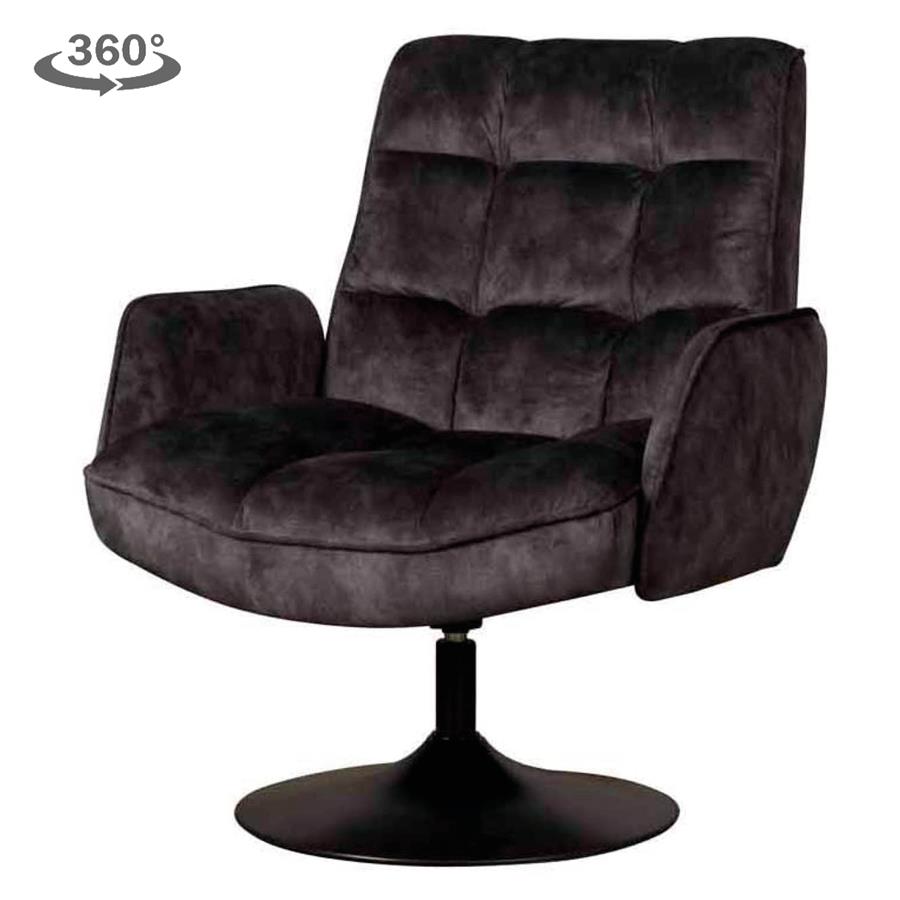 Draaibare Fauteuil Tropea | Velvet Donkergrijs