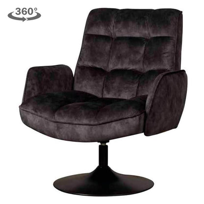 Draaibare Fauteuil Tropea | Velvet Donkergrijs