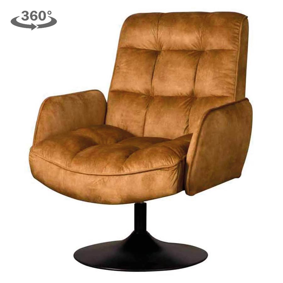 Draaibare Fauteuil Tropea | Velvet Okergeel — Vooraanzicht - witfoto