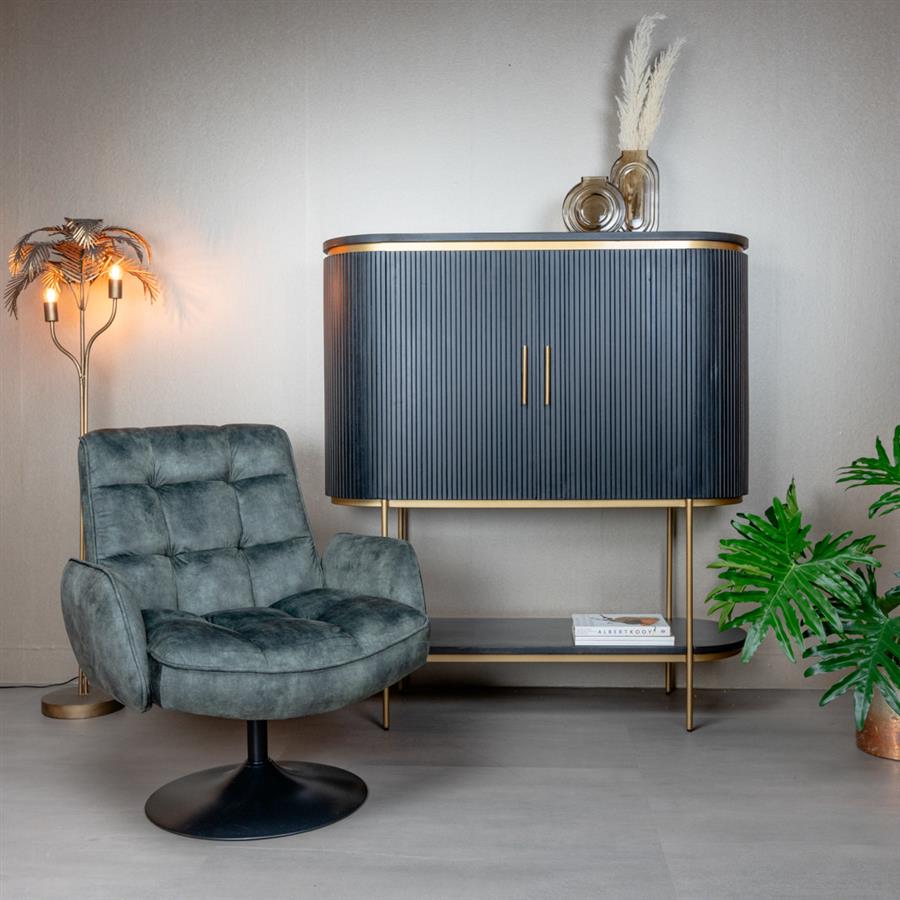 Draaibare Fauteuil Tropea | Velvet Donkergroen — Vooraanzicht - sfeer