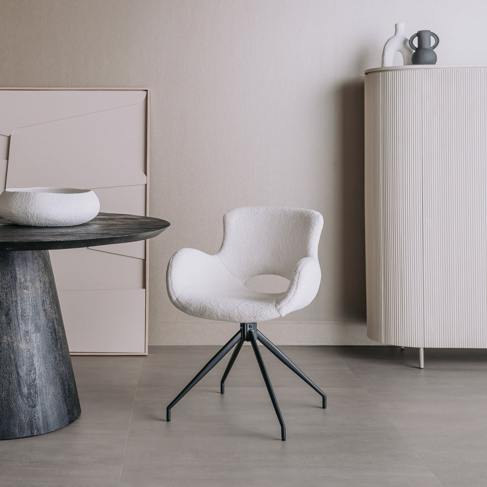 Eetkamerstoel Campo | Wit Teddy | Draaibaar