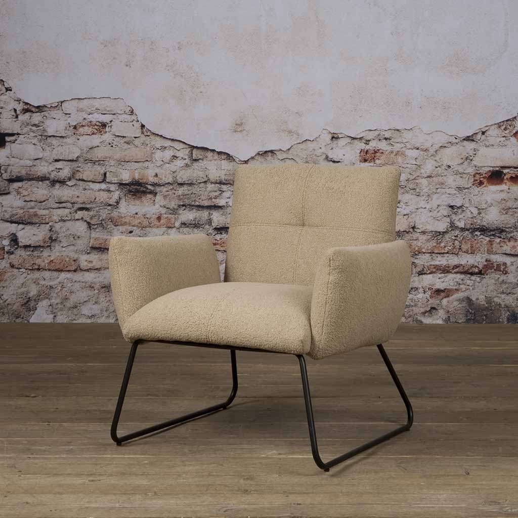 Comfortabele fauteuil dante teddy stof licht bruin