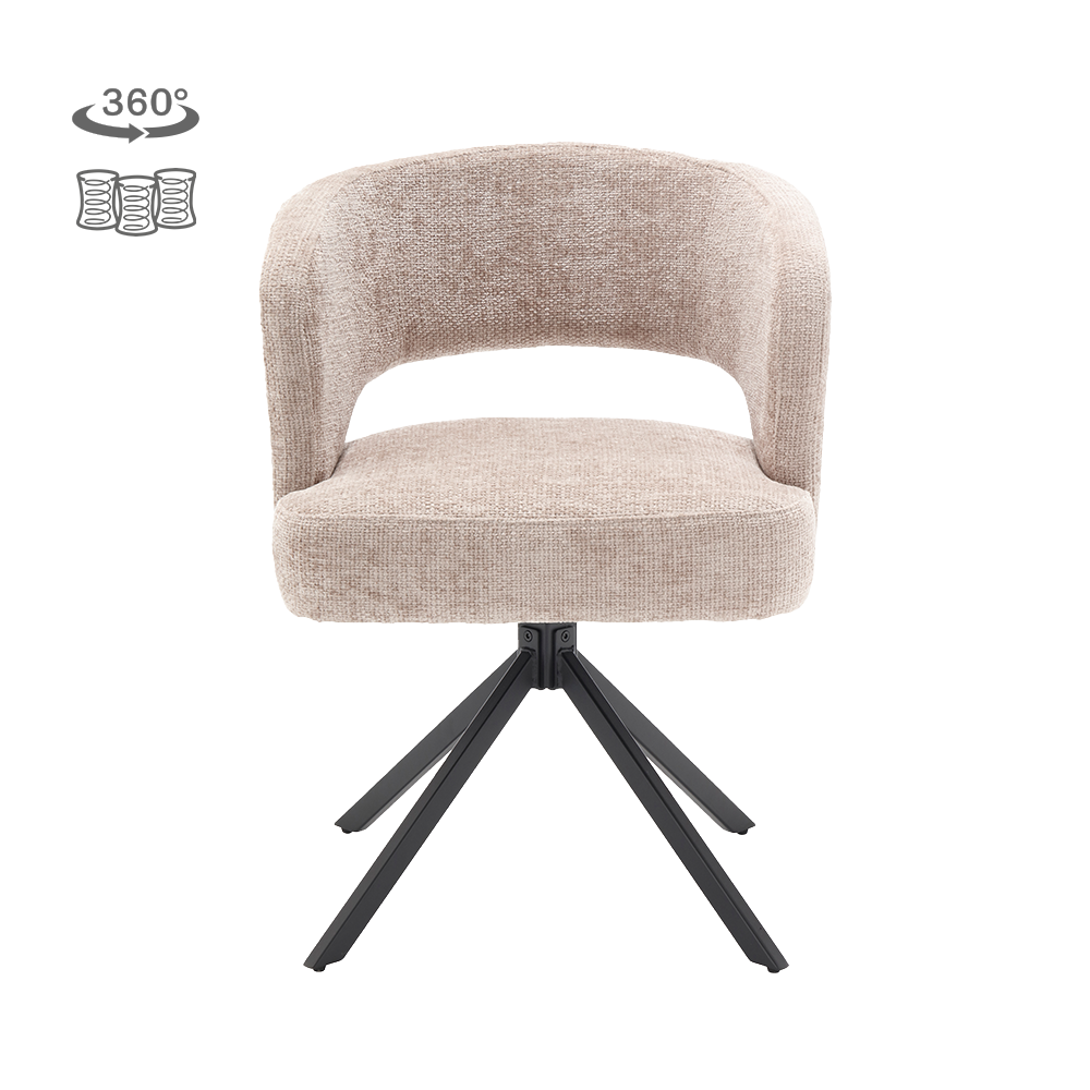 Eetkamerstoel Mura | Beige Stof — Vooraanzicht - witfoto