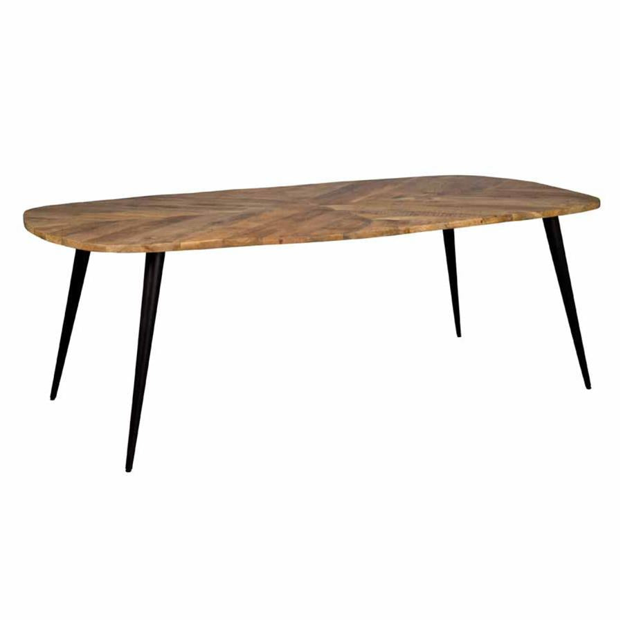 Eettafel Giovanni | Deens Ovaal | Naturel Mangohout — Zijaanzicht - witfoto