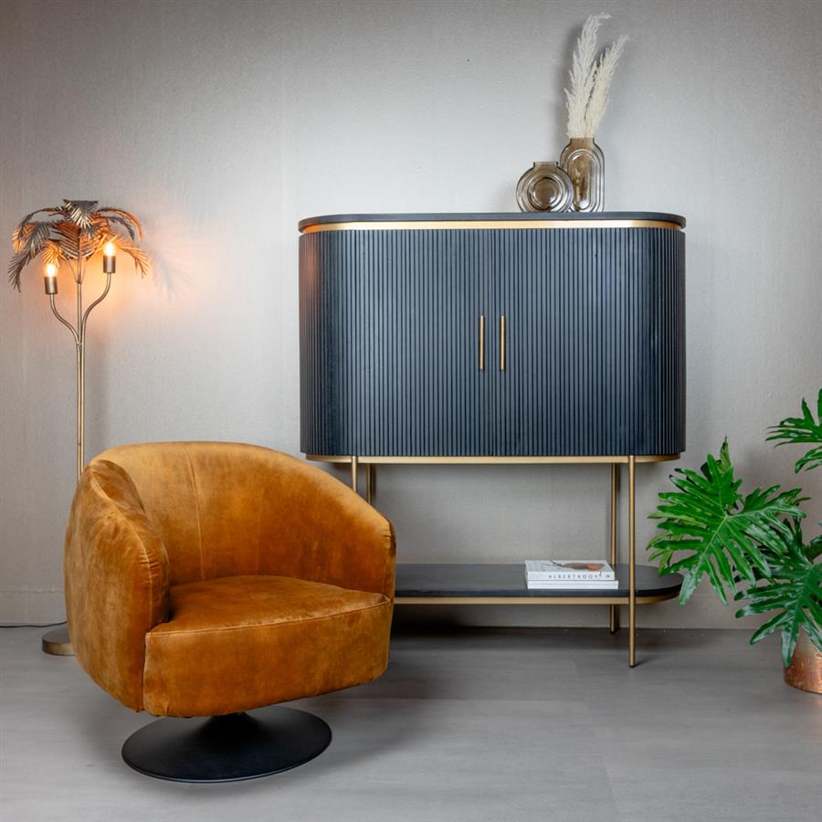Draaifauteuil Barga | Velvet Goud — Zijaanzicht - sfeer